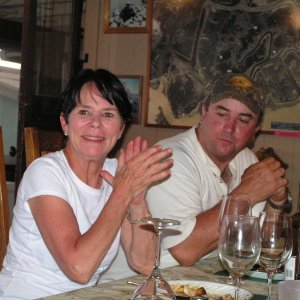 Our gracious hosts at Wheeler Island, Robin & John (Dinner Belle II).