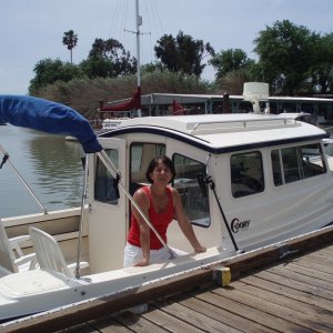 Kerry on their boat (Salty C's) -- another clean machine...