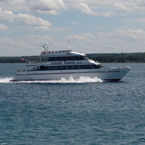 One of the ferry boats returning from Mackinac Island.