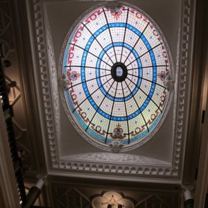 Huge stained glass skylight in Boldt Castle