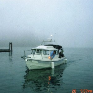 (Ruth & Joe) Susan E approaching Cornet Bay late Saturday afternoon.