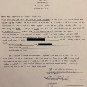 Original Bill of Sale (1983)