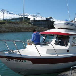 Sara enjoying some sun after a hard day of fishing