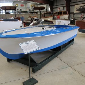 First synthetic production boat. Built by Gar Wood. Location; 
Antique Boat Museum, Clayton, NY
