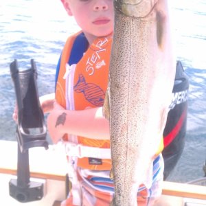 At age 4, yes he reeled it in and netted it.