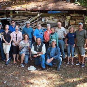 The C-dory group at the Conover Cove meal pavilion, with the commemorative plaque - a group effort! September 10, 2013
