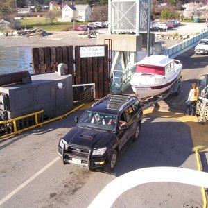 Boarding the ferry, taken from the ferry bridge.
