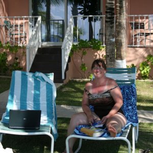 lounging in the shade after the sun burn