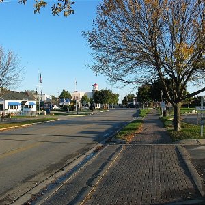 Mackinac City harbor to right