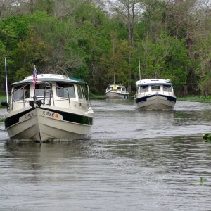 Comfy Dory, Y-Knot, and Blues Cruiser.  You can see Karen (Blues Cruiser) sitting on the bow.