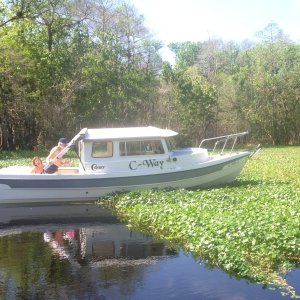 C-Way taking a lunch break, owners Roy and Dixie.