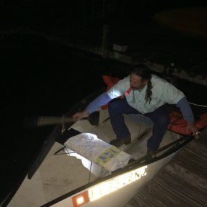 Getting ready to take Betty to her marathon at 0445h, rowed across with no motor to stay quiet for the sleeping Dory\'s.