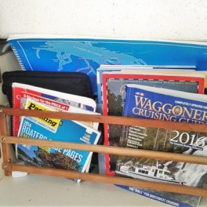 Under table Chart Book & Cruising Guide storage