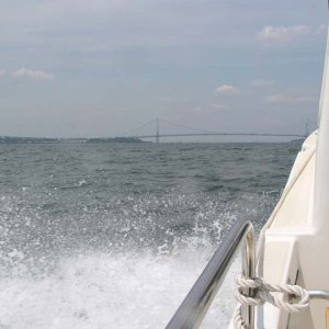 Approaching the Verrazano Narrows Bridge.