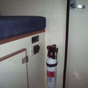 Switches for stern bilge and cockpit light.  Wires run up to fuse panel in foward birth for power.