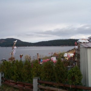 (seabran) We spent our first night on the boat at a little RV park just north of Nanimo. The island in the background is were the miltary control offices are for the target practice area Whiskey Golf.