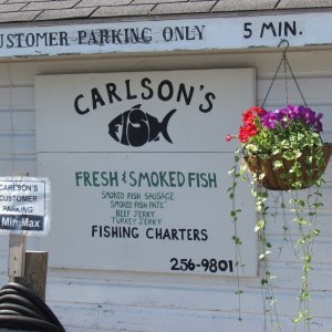 bought some smoked lake trout here the dog and I loved it (boneless)I wish I would have had the stones to try the smoked fish sausage!!!As you can see they don't want you stick around all that long. Get your fish and get the hell out of here.