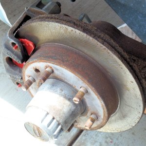 New pads, resurfaced rotors assembled