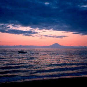 At anchor, Redoubt volcano - Cook Inlet, AK