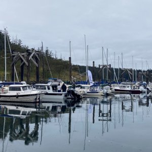 Friday Harbor Dock with C-Dory Flags