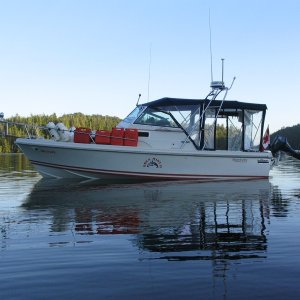 ORCA MIST II a 24' Limestone Express Cruiser. Owned her for 6 years while cruising the British Columbia Coast. Great performance boat, but I went broke feeding the 300 HP Mercruiser.