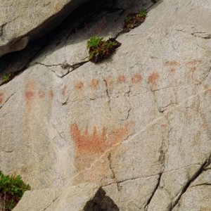 Pictograph
Possibly a canoe and moons or suns above