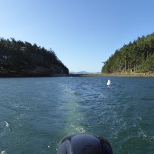 By the time I got up Saturday, the other 3 boats had already taken off. And for good reason. Exposed to a breeze from the north, and combined with a 4.5 mph current from the same direction, the water was flowing through here like a river.  Decided to take my chance on a more protected spot in Eagle Harbor for Saturday.