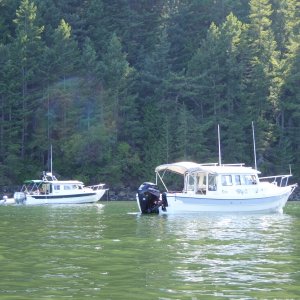 Back from my Cone Island paddle, the 25 owners have now returned from their hike. Sure enough, it was Dave and Kathy (sp?) who we had met last year in Shallow Bay. We chatted for about 30 min about our respective upcoming cruises planned up north.