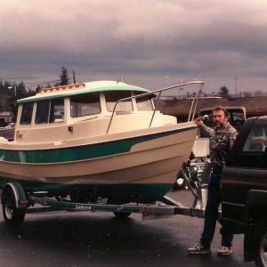 Media 'Picking up the new 22 (Reel Estate) from Coos Bay Marine Date 2/92' in album 'Our 1985 Sea Ranger sold to make way for Reel Estate (22 Cruiser) 1992'