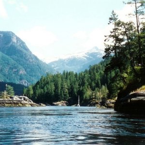 Media 'Malibu Rapids (at slack), the entrance to Princess Louisa Inlet in BC. 6/95' in album 'Our 1985 Sea Ranger sold to make way for Reel Estate (22 Cruiser) 1992'