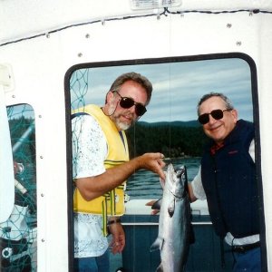 Guess what's For Dinner? - Pender Harbor 1995. A 'White King Salmon'.