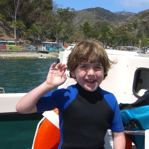 #3 getting ready to swim at Descanso (Avalon).