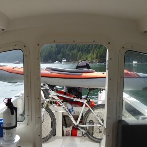 Inflating the kayak to explore the area