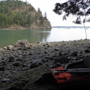 Kayak on shore to go for a little walk