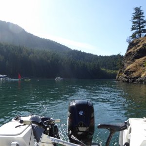 Leaving Eagle Harbor. Just as I pulled away from the buoy, another 22' cruiser snagged it!