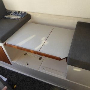 Setting up the dinette berth for first time, just to try it out.