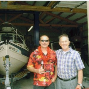 18 June 2006 Port Angeles:  Jon and Joe with C-LOU in the background.