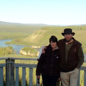 On the road trip home on a over look of the Yukon River Five Finger Rapids