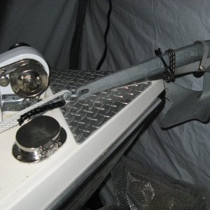 wanted to use braided nylon rope, so using capston on windless and anchor pipe, works very well.