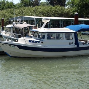 "Sea3PO" - Joel and Susan's 22' with the 2 cutest dogs (Roxy and Emma) you've ever seen.  This is the boat that convinced me to switch to a C-dory 4 years ago.