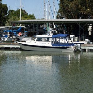 "Whale Watcher II", a 23' Venture owned by Russell and Theresa, from Davis, CA. This is their first Delta Cruise.