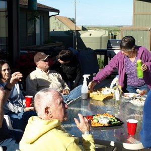 Susan (SEA3PO) samples the goodies.