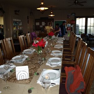 Can you believe this table?  We're supposed to be roughing it.