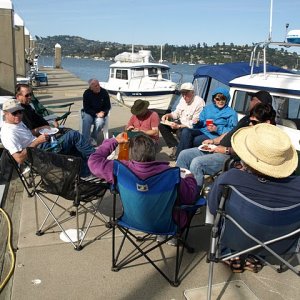 Appetizers on the dock at Sausalito.  Man, can this group EAT!