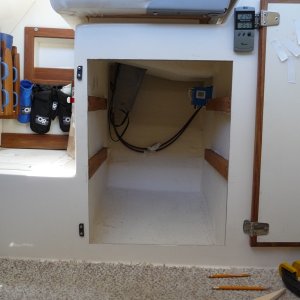 1. Rough Opening with backing in place to fasten drawer box to.