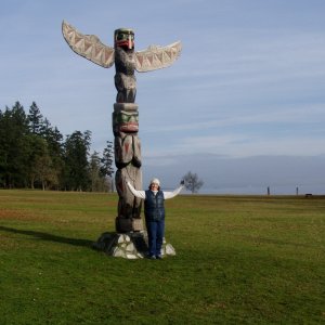 Patti and the Totem on Newcastle island