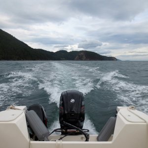 Still breezy but much calmer approaching Cypress Head.