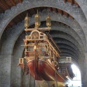 Marine museum Barcelona. This is a reproduction, but the building is the actual shipyard where the boats were built originally.
