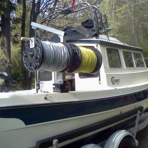 New line storage system for shrimping.  Works like a dream.