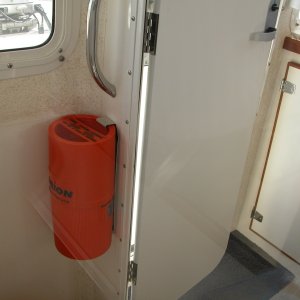 Flare Kit mounted inside head as viewed from the galley.